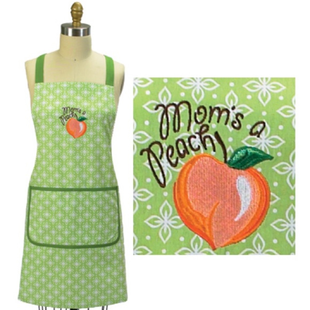 NWT women’s apron Moms a peach green orange